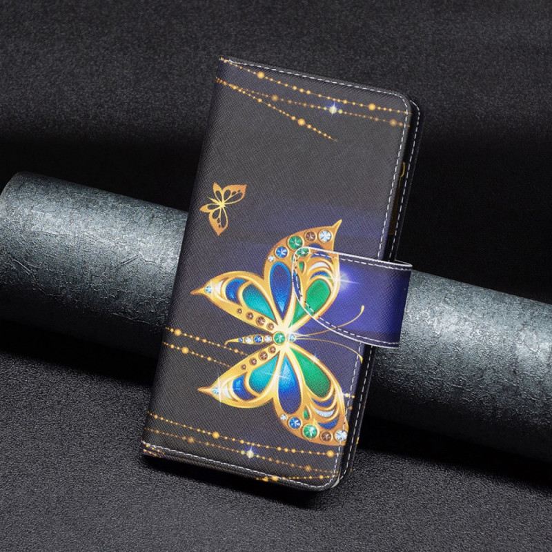 Fliptok Xiaomi Redmi Note 13 5g Strass Butterfly Pénztárca Pánttal