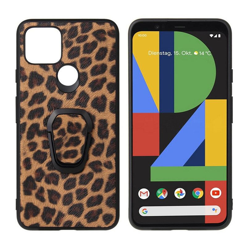 Telefontok Google Pixel 5 Leopárd Stílusú Gyűrűtartó