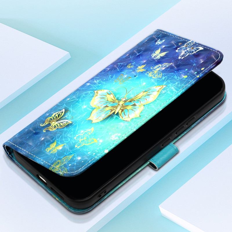 Kinyitható Bőrtok Oppo Reno 11 Pro 5g Aranypillangók