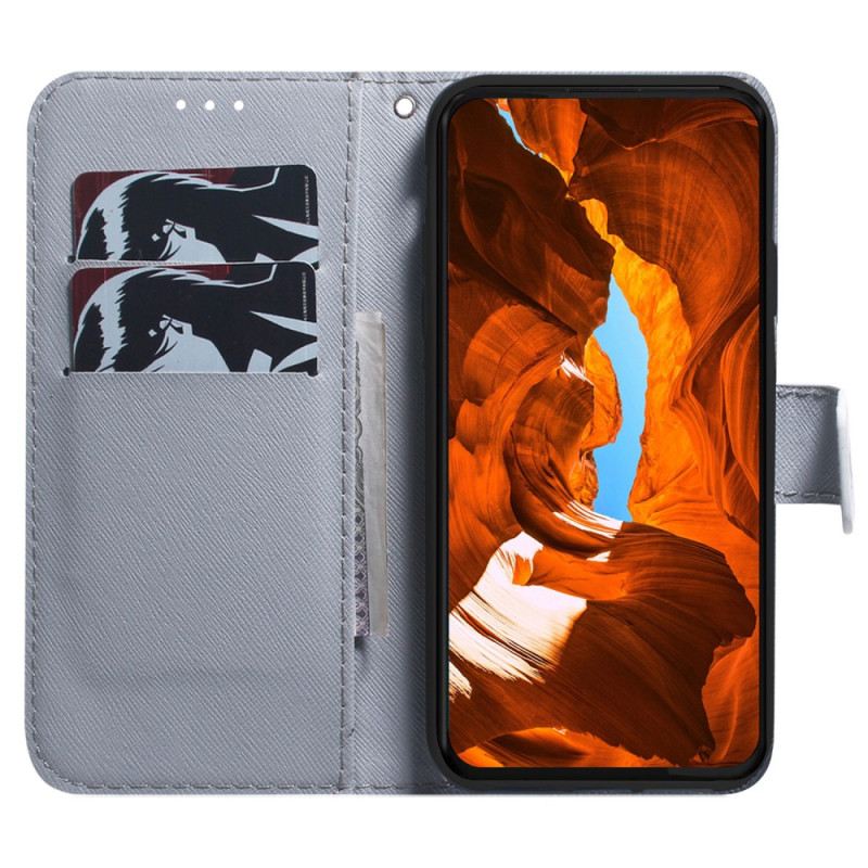 Fliptok / Bőrtok Xiaomi 13 Pro szíjjal Pántos Baglyok Festmény