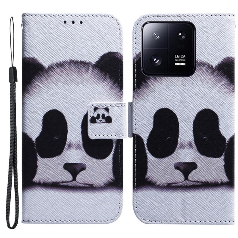 Fliptok / Bőrtok Xiaomi 13 Pro szíjjal Pántos Panda