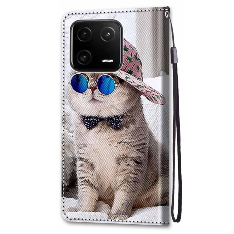 Fliptok / Bőrtok Xiaomi 13 Pro szíjjal Yo Cat Szíjjal