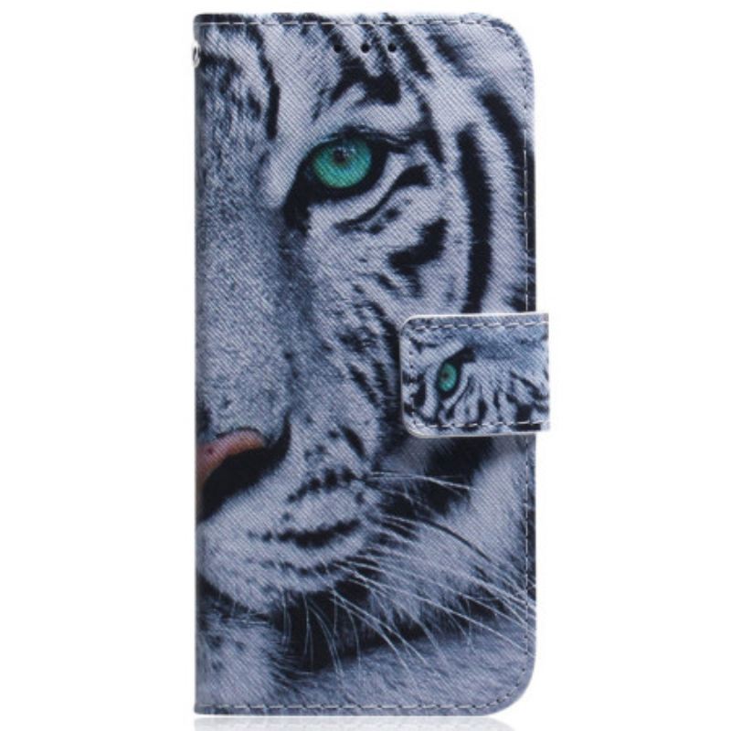 Fliptok Xiaomi 13 Pro szíjjal Pántos Fehér Tigris