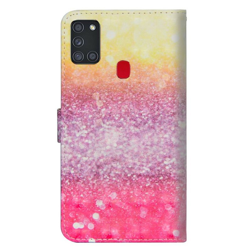 Fliptok / Bőrtok Samsung Galaxy A21s Magenta Glitter Gradiens