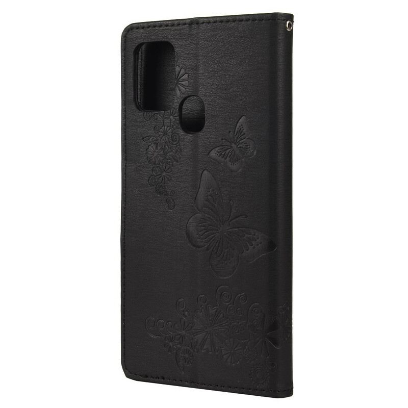 Fliptok / Bőrtok Samsung Galaxy A21s szíjjal Splendid Strap Butterflies