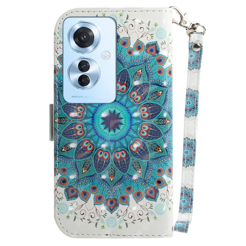 Fliptok Oppo Reno 11f 5g Zöld Mandala Szíjjal