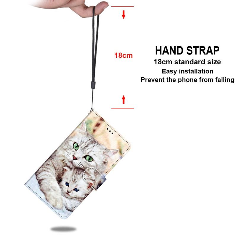 Fliptok / Bőrtok Xiaomi 12 / 12X szíjjal Strappy Cat Család