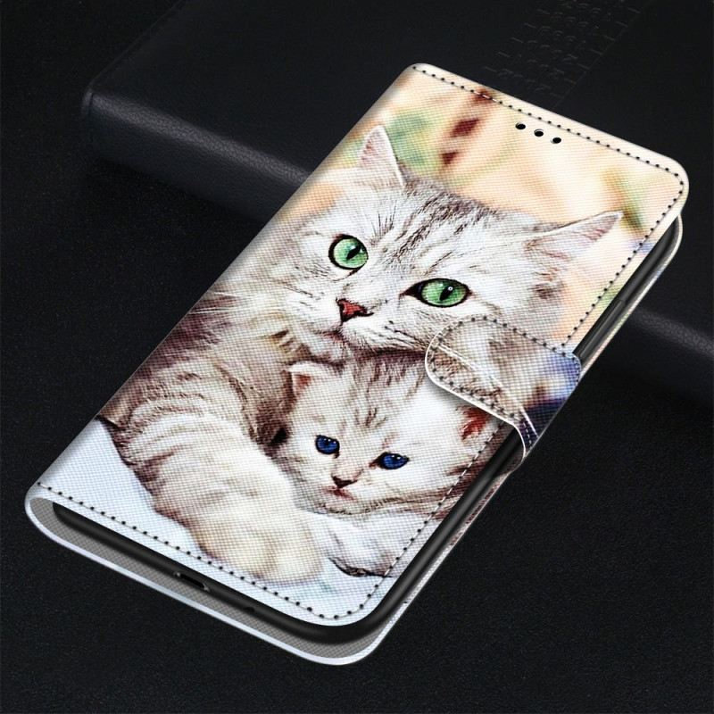 Fliptok / Bőrtok Xiaomi 12 / 12X szíjjal Strappy Cat Család