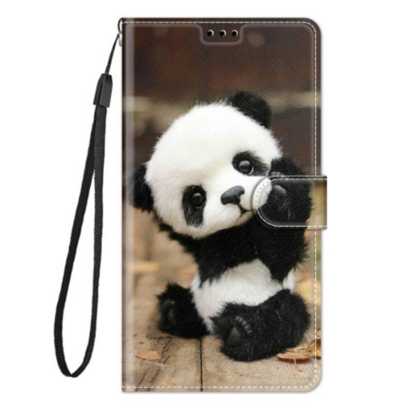 Fliptok Xiaomi 12 / 12X szíjjal Kis Panda Szíjjal