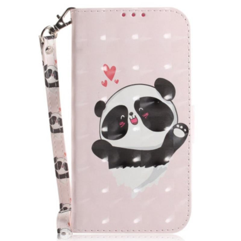 Fliptok Xiaomi 12 / 12X szíjjal Panda Love With Lanyard