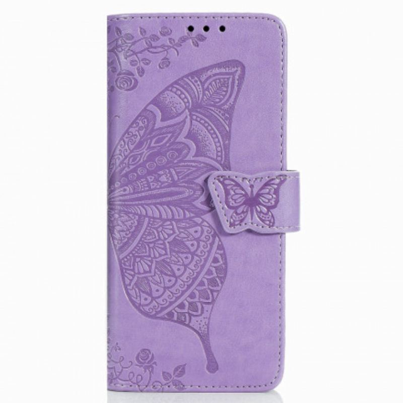 Fliptok / Bőrtok Samsung Galaxy Z Fold 3 5G Butterfly Design Zsinórral