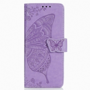 Fliptok / Bőrtok Samsung Galaxy Z Fold 3 5G Butterfly Design Zsinórral