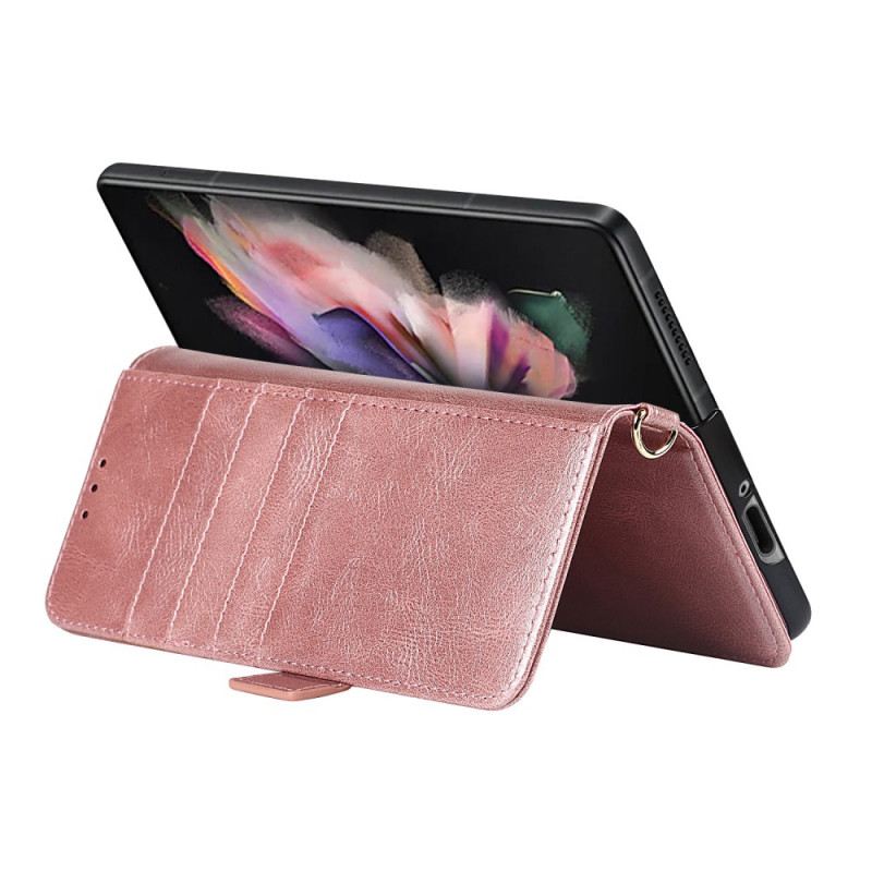 Fliptok / Bőrtok Samsung Galaxy Z Fold 3 5G Kettős Tolltartó Fedél