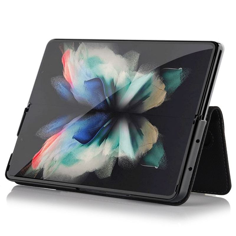 Fliptok / Bőrtok Samsung Galaxy Z Fold 3 5G Valódi Bőr Tolltartó És Szíj