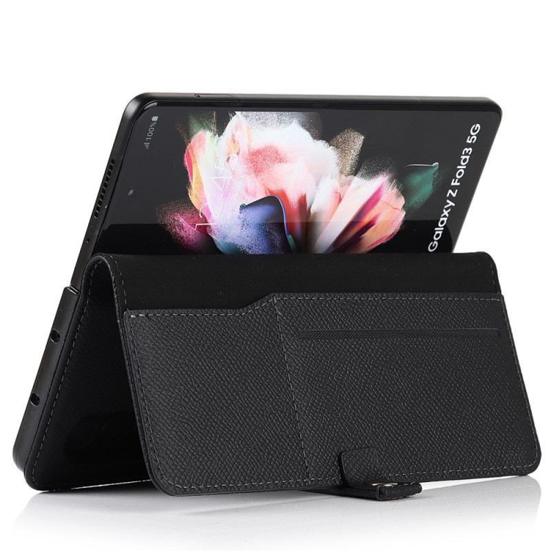 Fliptok / Bőrtok Samsung Galaxy Z Fold 3 5G Valódi Bőr Tolltartó És Szíj