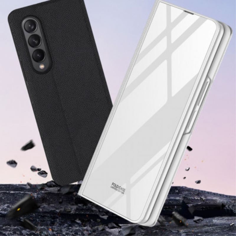 Fliptok Samsung Galaxy Z Fold 3 5G Bőrtok Gkk Márvány Edzett Üveg