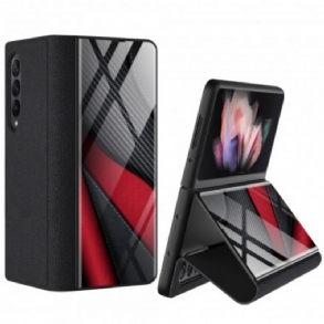 Fliptok Samsung Galaxy Z Fold 3 5G Bőrtok Gkk Szén Edzett Üveg