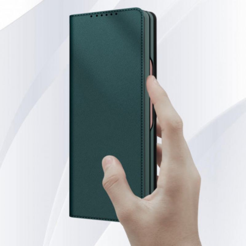 Fliptok Samsung Galaxy Z Fold 3 5G Bőrtok Skin-touch Hasított Bőr