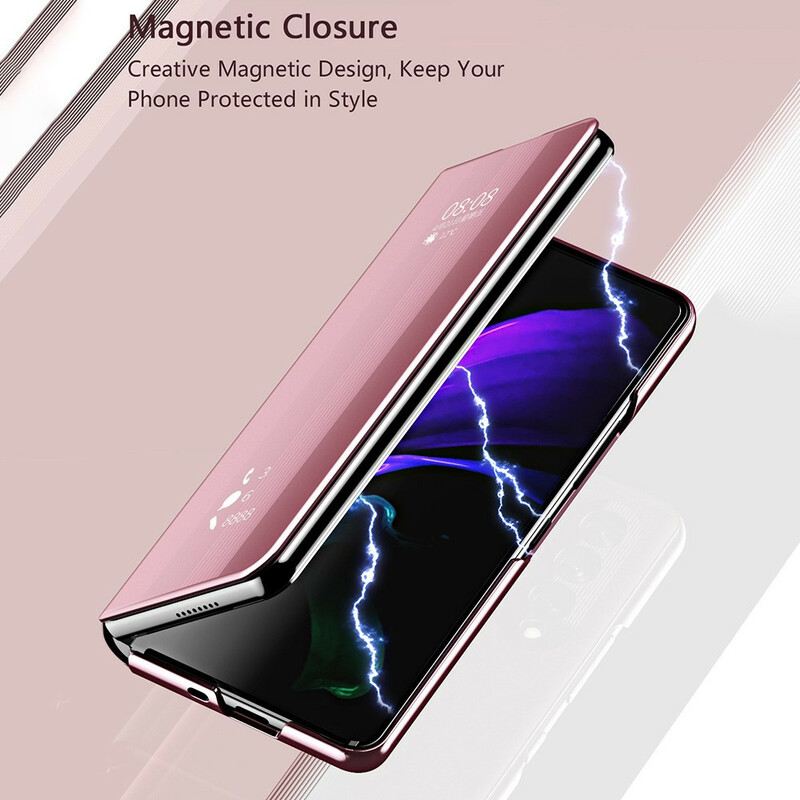 Fliptok Samsung Galaxy Z Fold 3 5G Bőrtok Tükörborító