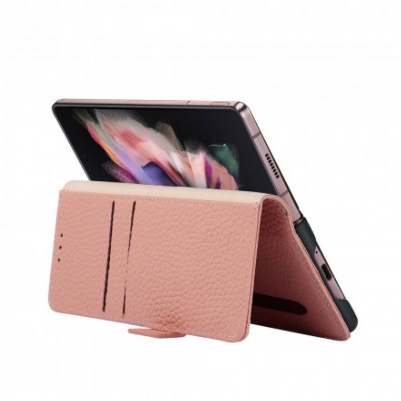 Fliptok Samsung Galaxy Z Fold 3 5G Eredeti Litchi Bőr