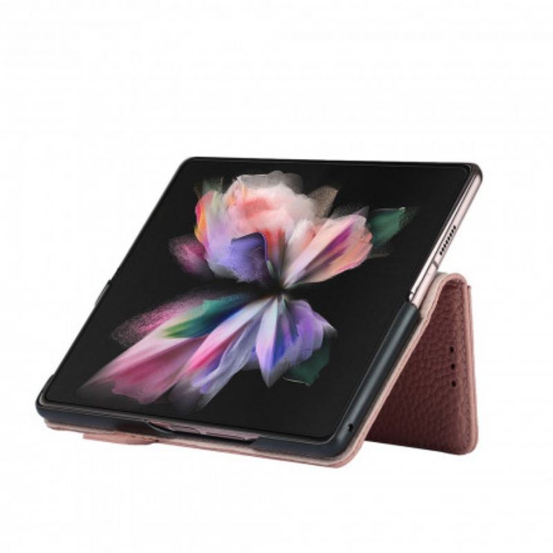 Fliptok Samsung Galaxy Z Fold 3 5G Eredeti Litchi Bőr