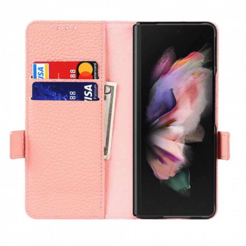 Fliptok Samsung Galaxy Z Fold 3 5G Eredeti Litchi Bőr