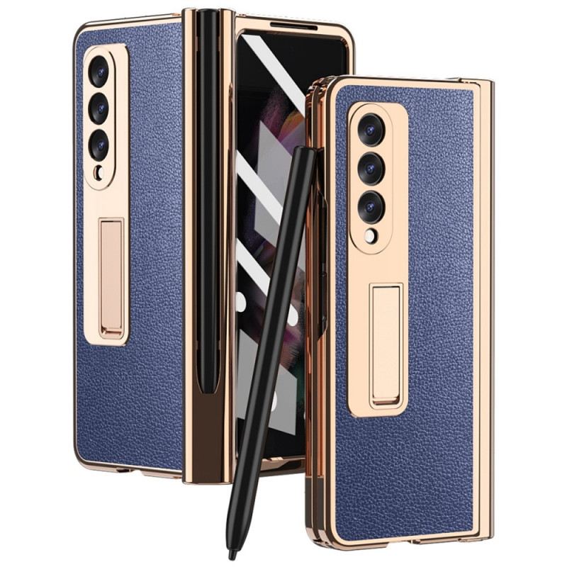 Telefontok Samsung Galaxy Z Fold 3 5G Többfunkciós Litchi Bőr