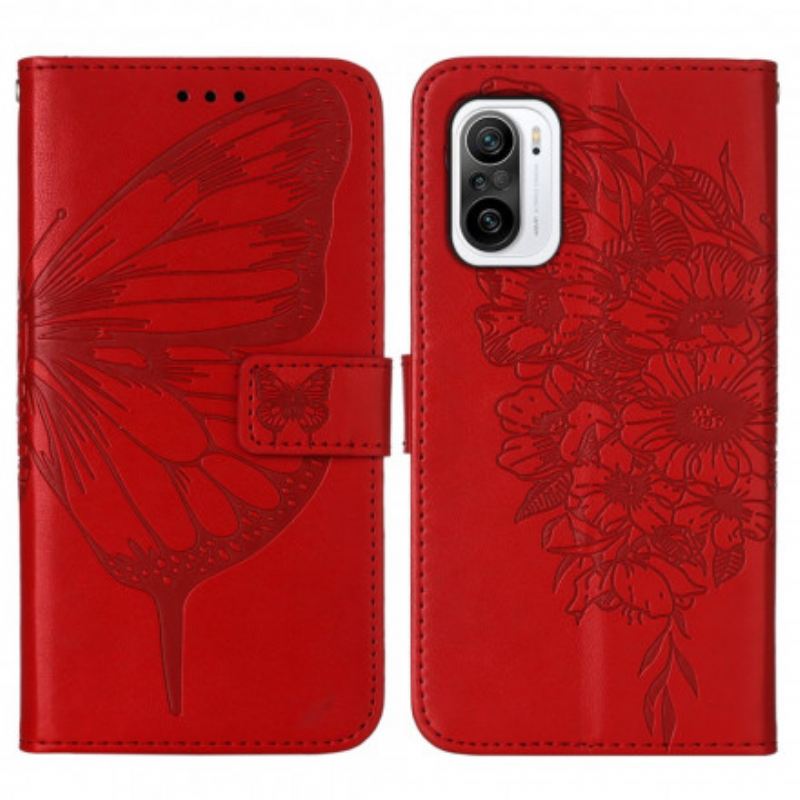 Fliptok / Bőrtok Xiaomi Mi 11i 5G Butterfly Design Zsinórral