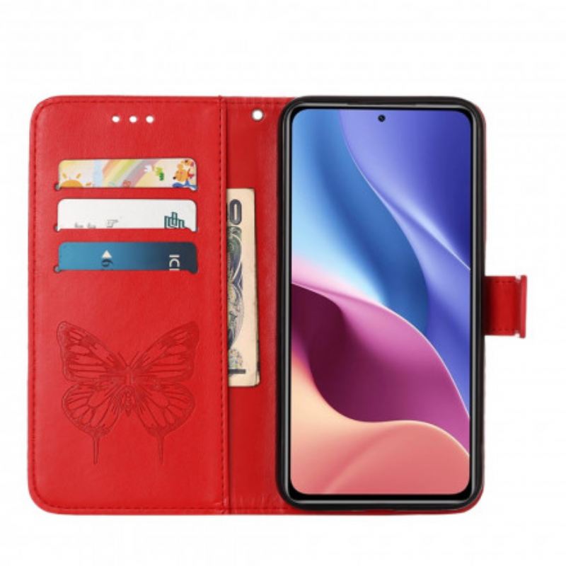 Fliptok / Bőrtok Xiaomi Mi 11i 5G Butterfly Design Zsinórral