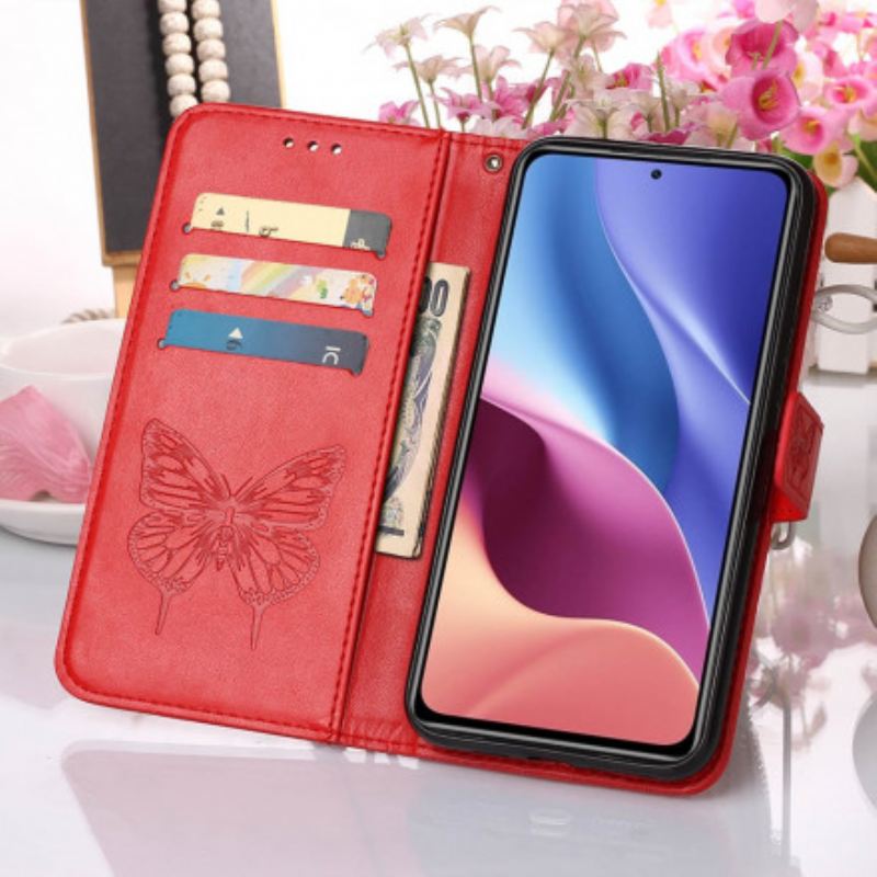 Fliptok / Bőrtok Xiaomi Mi 11i 5G Butterfly Design Zsinórral