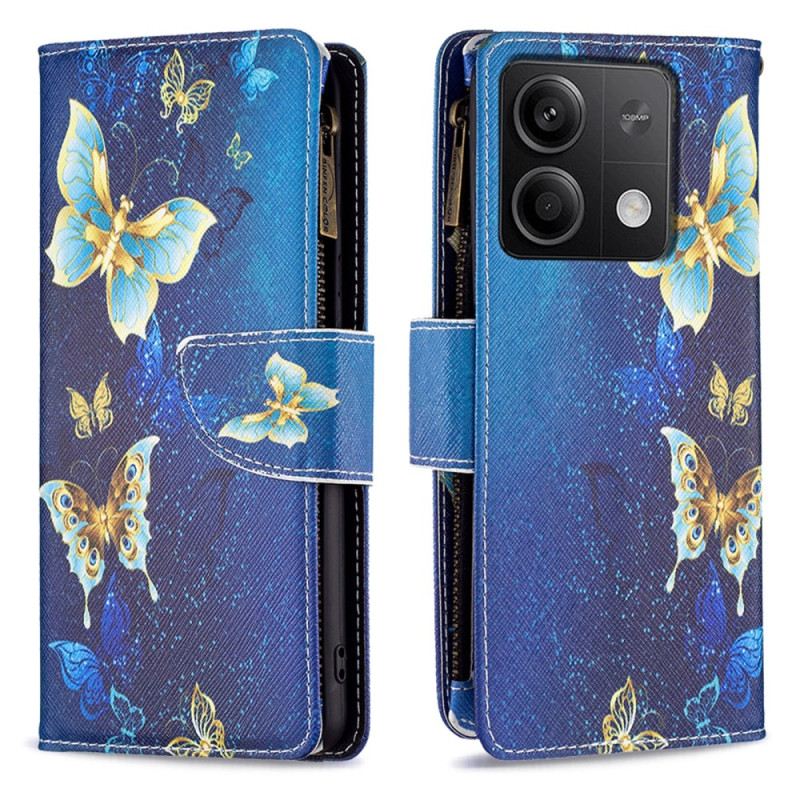 Bőrtok Xiaomi Redmi Note 13 4g Golden Butterflies Pénztárca