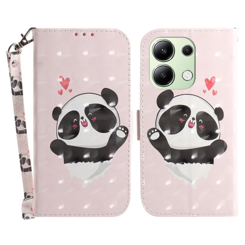 Bőrtok Xiaomi Redmi Note 13 4g Panda Love Szíjjal