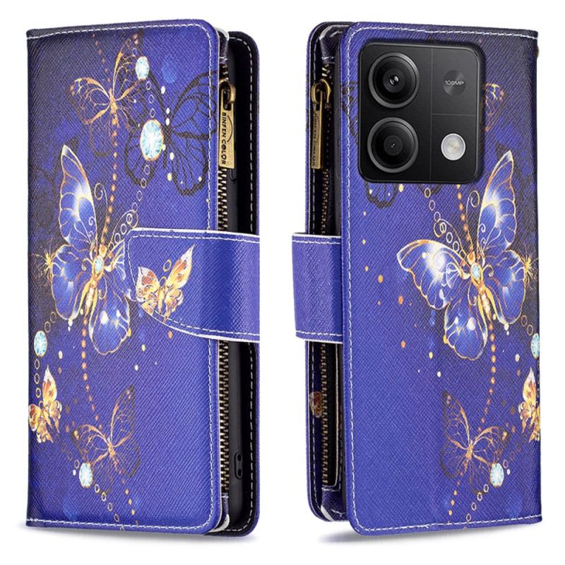 Bőrtok Xiaomi Redmi Note 13 4g Purple Butterflies Pénztárca