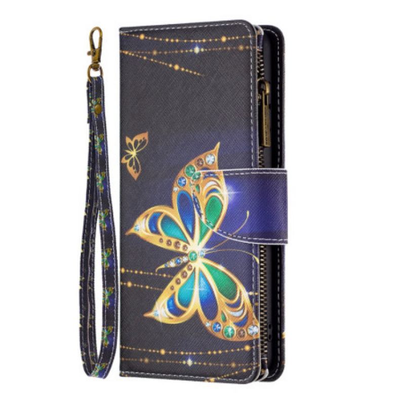 Bőrtok Xiaomi Redmi Note 13 4g Rhinestone Butterflies Pénztárca