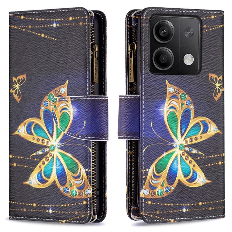 Bőrtok Xiaomi Redmi Note 13 4g Rhinestone Butterflies Pénztárca