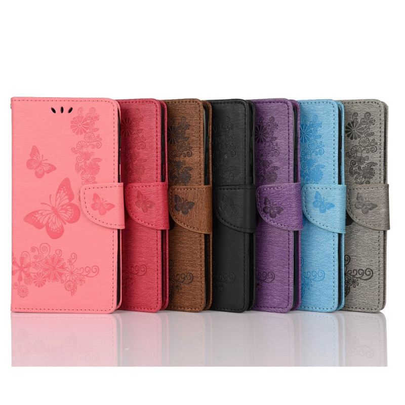 Fliptok / Bőrtok Xiaomi 11T / 11T Pro szíjjal Splendid Strap Butterflies