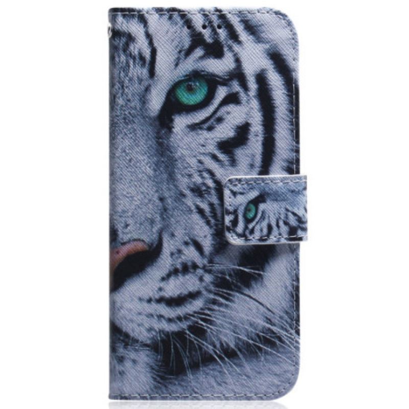 Bőrtok Xiaomi 14 Fehér Tigris