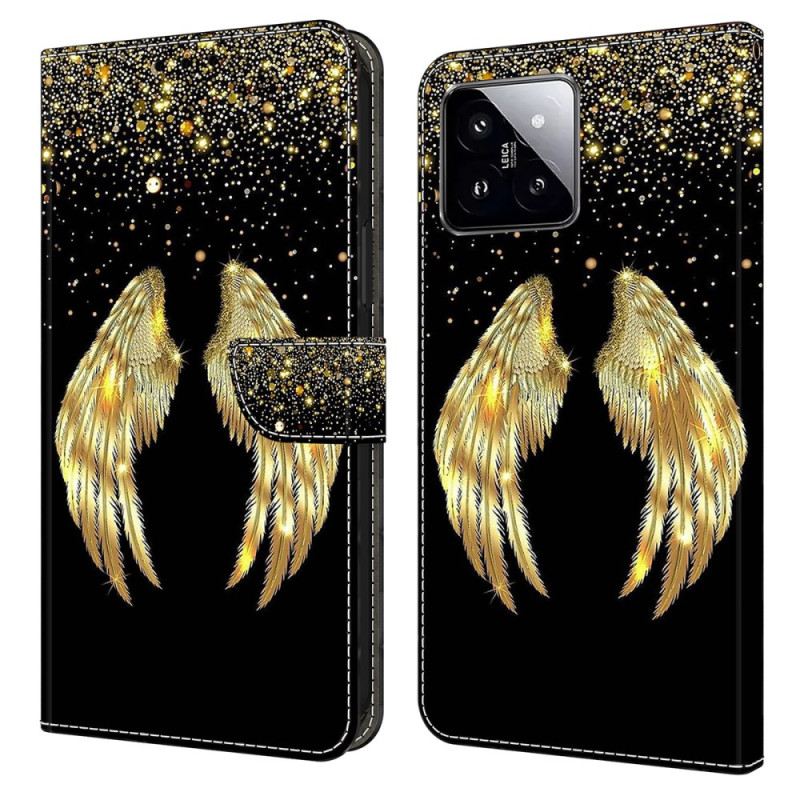 Bőrtok Xiaomi 14 Golden Wings