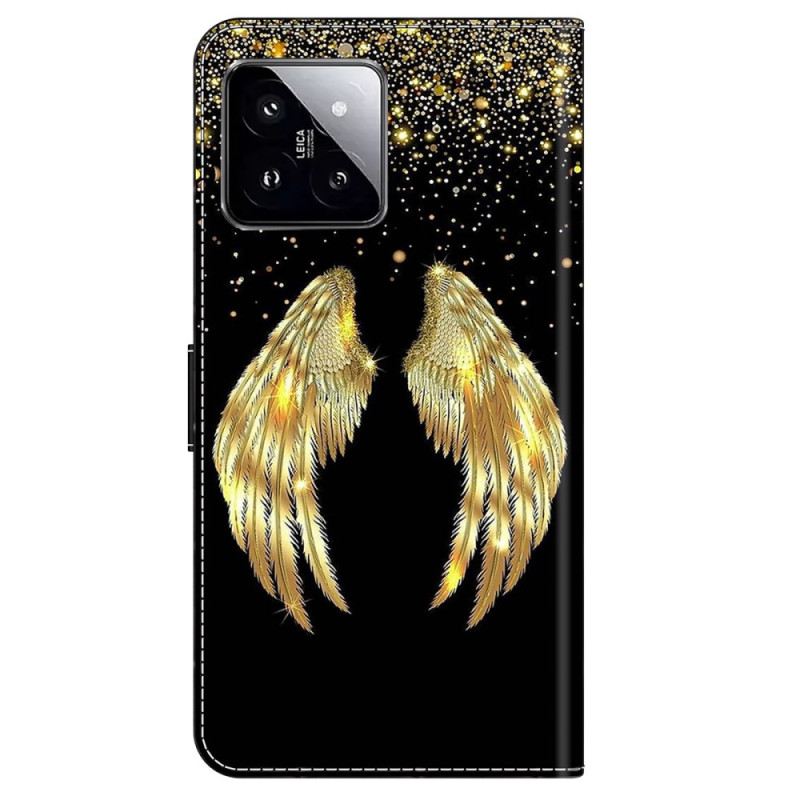 Bőrtok Xiaomi 14 Golden Wings