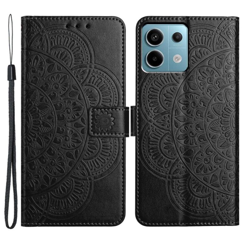 Bőrtok Xiaomi Redmi Note 13 Pro 5g Nyomtatott Mandala Szíjjal