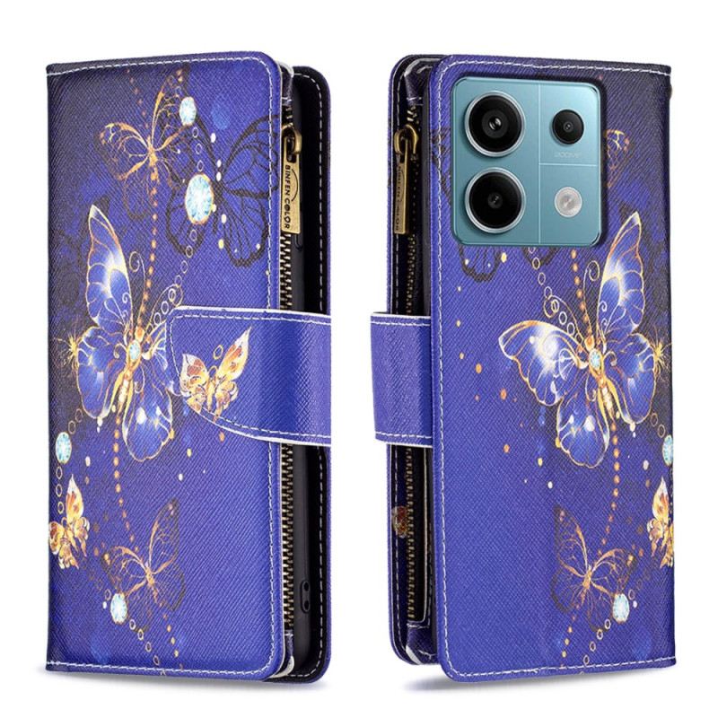 Bőrtok Xiaomi Redmi Note 13 Pro 5g Purple Butterflies Pénztárca