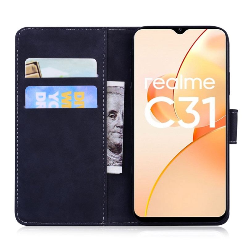 Kinyitható Tokok Realme C35 Skin-touch Butterfly