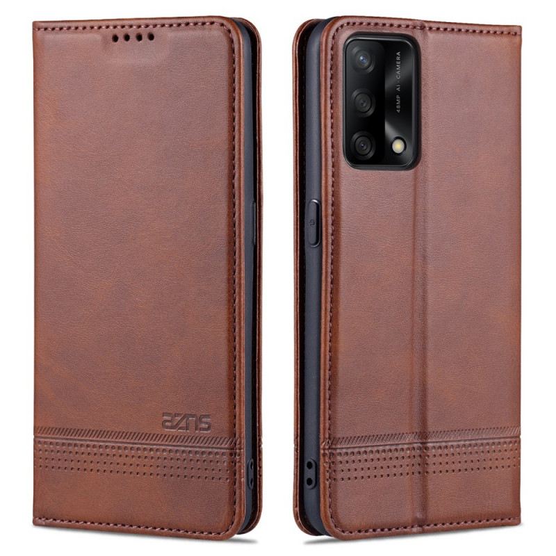 Fliptok Oppo A74 4G Bőrtok Azns Műbőr