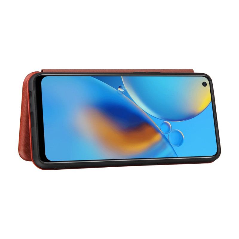 Fliptok Oppo A74 4G Bőrtok Szénrost