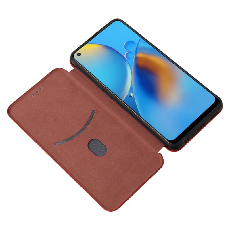 Fliptok Oppo A74 4G Bőrtok Szénrost