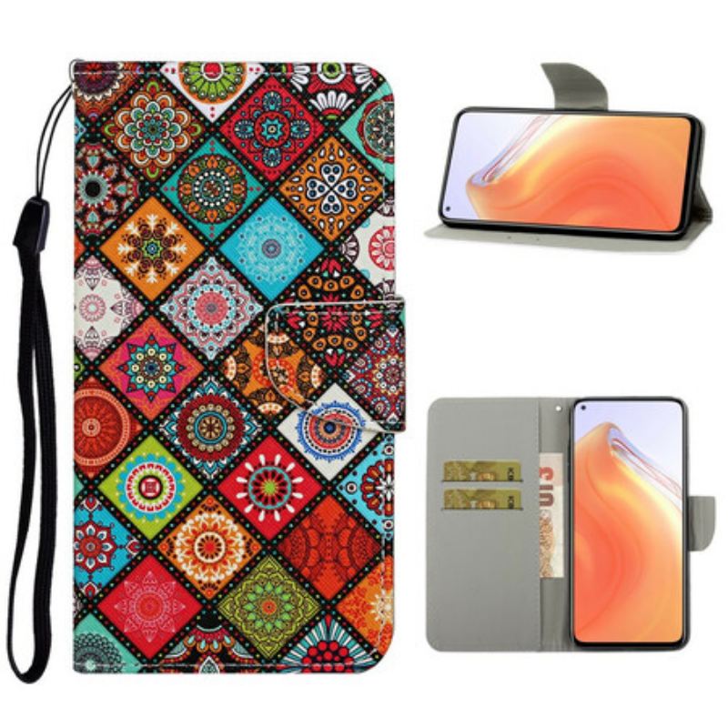 Fliptok / Bőrtok Xiaomi Mi 10T / 10T Pro Patchwork Mandalák Zsinórral