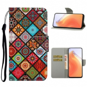 Fliptok / Bőrtok Xiaomi Mi 10T / 10T Pro Patchwork Mandalák Zsinórral