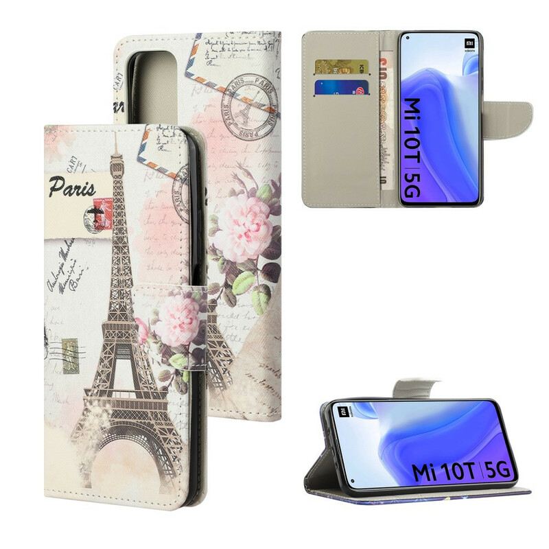 Fliptok / Bőrtok Xiaomi Mi 10T / 10T Pro Retro Eiffel-torony