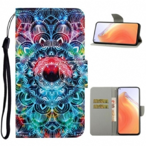 Fliptok / Bőrtok Xiaomi Mi 10T / 10T Pro szíjjal Feltűnő Strappy Mandala