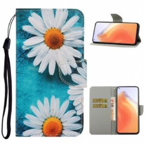 Fliptok / Bőrtok Xiaomi Mi 10T / 10T Pro szíjjal Thong Daisies